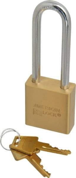 American Lock - 3" Shackle Clearance, Keyed Alike A5562 Padlock - 5/16" Shackle Diam, Steel & Brass, with Solid Extruded Brass Finish - Caliber Tooling