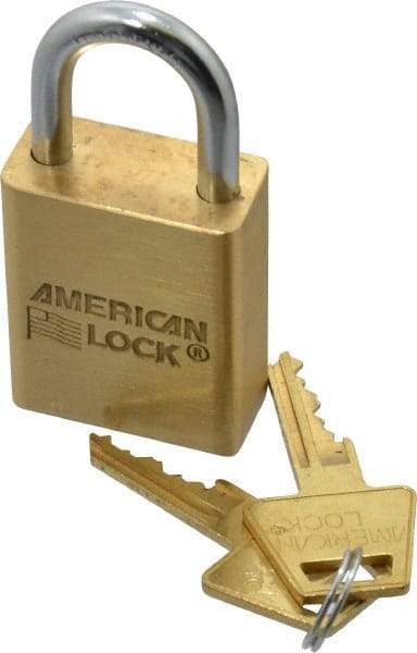 American Lock - 1" Shackle Clearance, Keyed Different A5530 Padlock - 1/4" Shackle Diam, Steel & Brass, with Solid Extruded Brass Finish - Caliber Tooling