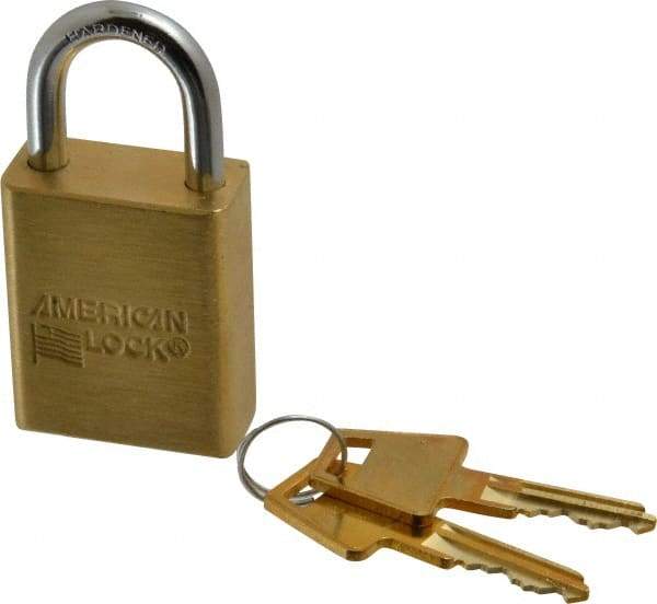 American Lock - 1" Shackle Clearance, Keyed Alike A5530 Padlock - 1/4" Shackle Diam, Steel & Brass, with Solid Extruded Brass Finish - Caliber Tooling