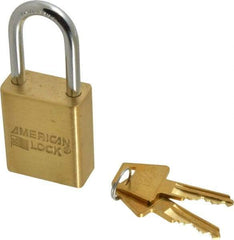 American Lock - 1-1/2" Shackle Clearance, Keyed Alike A5531 Padlock - 1/4" Shackle Diam, Steel & Brass, with Solid Extruded Brass Finish - Caliber Tooling