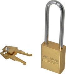 American Lock - 3" Shackle Clearance, Keyed Alike A5532 Padlock - 1/4" Shackle Diam, Steel & Brass, with Solid Extruded Brass Finish - Caliber Tooling