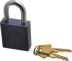 American Lock - 1-1/8" Shackle Clearance, Keyed Different A10 Padlock - 5/16" Shackle Diam, Aluminum, with Solid Aluminum Finish - Caliber Tooling