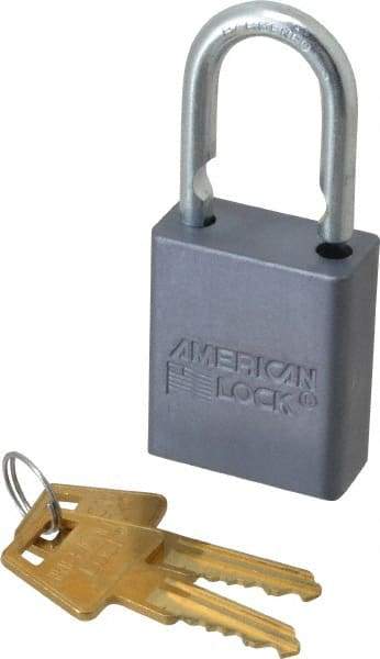 American Lock - 1" Shackle Clearance, Keyed Different A30 Padlock - 1/4" Shackle Diam, Aluminum, with Solid Aluminum Finish - Caliber Tooling