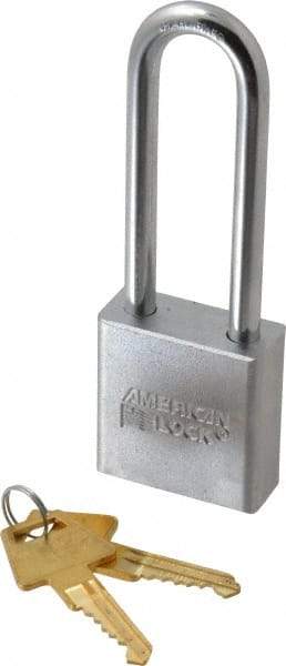 American Lock - 3" Shackle Clearance, Keyed Alike A6202 Padlock - 5/16" Shackle Diam, Steel, with Solid Steel Finish - Caliber Tooling