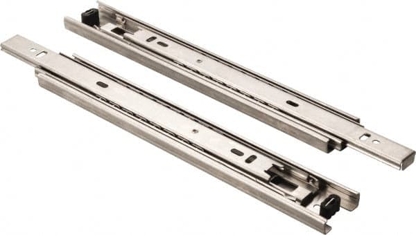 Knape & Vogt - 22" Slide Length, Chrome Box or Vertical File Drawer Slide - 18" Wide, Chrome Finish - Caliber Tooling