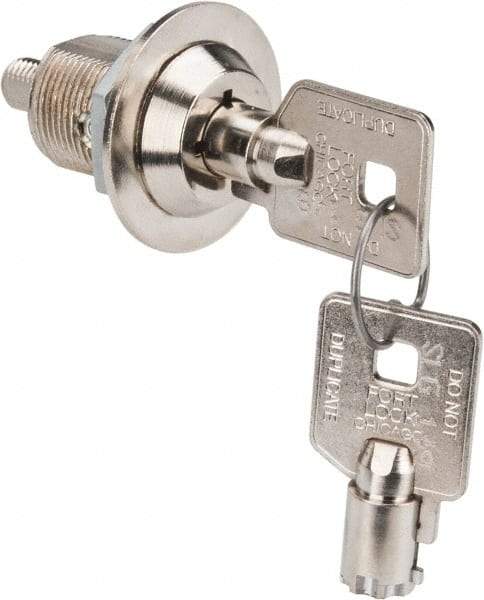 Made in USA - 7/8" Max Thickness, High Security Tubular Keyed Latch - Polished Nickel Coated - Caliber Tooling