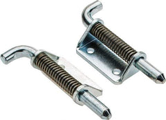 Made in USA - 1-1/4" Wide x 3/16" Thick, Spring Loaded Latch Hinge - Steel, Zinc Plated Finish - Caliber Tooling