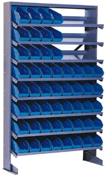 Quantum Storage - 400 Lb Capacity, 12" Deep x 36" Wide x 60" High, Steel Pick Rack - 1 Side, 64 Yellow Polyethylene/Polypropylene Bins - Caliber Tooling