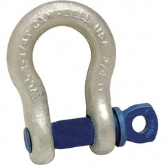 Campbell - 1-1/8" Nominal Chain Size, 9.5 Ton Carbon Steel Screw Anchor Shackle - 1-1/4" Pin Diam, 1-13/16" Wide Inside Jaw, 2-15/16" Inside Width, 2-5/8" Max Body Thickness - Caliber Tooling