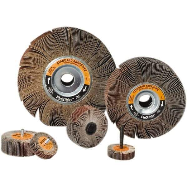 Standard Abrasives - 6 Inch Diameter, 80 Grit Aluminum Oxide Flexible Flap Wheel - 1 Inch Hole, 1 Inch Wide, Coated, Medium Grade, 6,200 Max RPM - Caliber Tooling