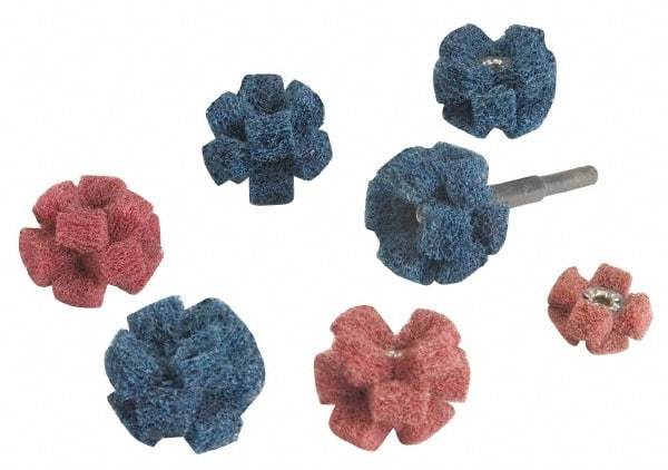 Standard Abrasives - 12 Piece Deburring Kit - 1-1/2" Diam Aluminum Oxide & Silicon Carbide, Medium & Very Fine Grade, Mandrel Connection, Shank Included - Caliber Tooling