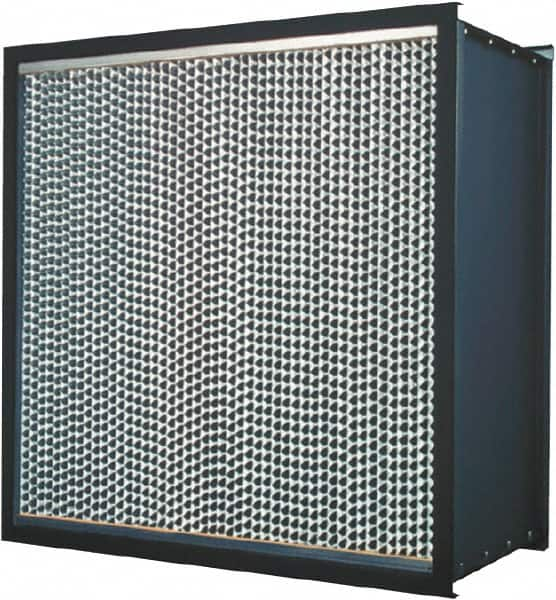 Made in USA - 24" High x 12" Wide 11-1/2" Deep, 95% Capture Efficiency, HEPA Air Filter - Microfiber Paper Media, Galvanized Steel Frame, 250 FPM Max, 500 CFM, 180°F Max, Use with Hospitals & Clean Rooms - Caliber Tooling