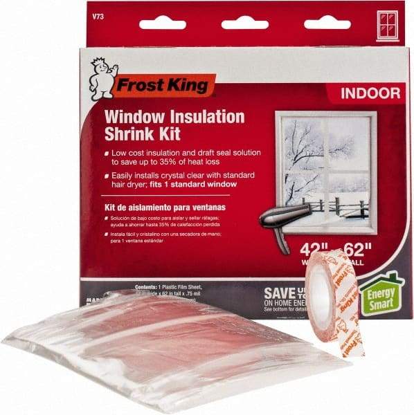 Frost King - 62" Long x 42" Wide, Indoor Shrink Film and Tape Window Kit Weatherstripping - Clear Plastic - Caliber Tooling