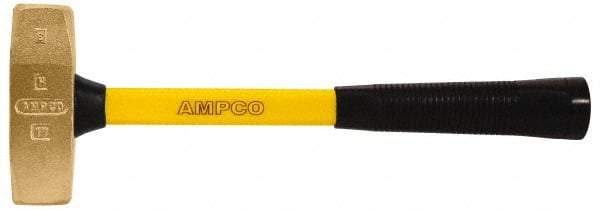 Ampco - 2-3/4 Lb Bronze Nonsparking Double Face Engineer's Hammer - Hickory Handle - Caliber Tooling