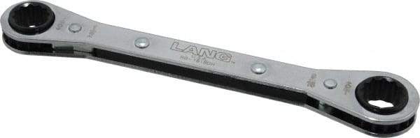 Lang - 1/2" x 9/16" 12 Point Ratcheting Box Wrench - Double End, 6-7/8" OAL, Steel - Caliber Tooling