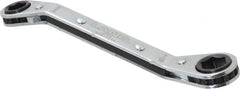 Lang - 3/8" x 7/16" 6 Point Reversible Ratcheting Offset Box Wrench - Double End, 5-7/16" OAL, Steel, 25° Offset - Caliber Tooling