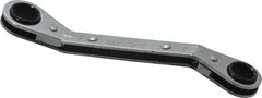 Lang - 1/2" x 9/16" 12 Point Reversible Ratcheting Offset Box Wrench - Double End, 6-3/4" OAL, Steel, 25° Offset - Caliber Tooling