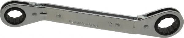 Lang - 5/8" x 3/4" 12 Point Reversible Ratcheting Offset Box Wrench - Double End, 8" OAL, Steel, 25° Offset - Caliber Tooling