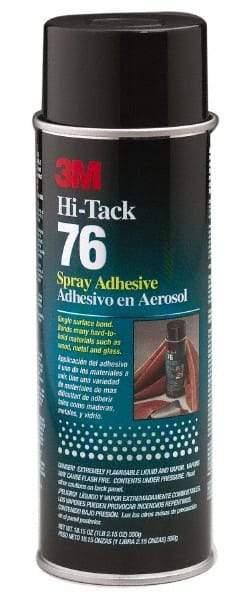 3M - 24 oz Aerosol Clear Spray Adhesive - High Tack, 160°F Heat Resistance, 28 Sq Ft Coverage, High Strength Bond, 10 min Max Bonding Time, Flammable, Series High-Tack 76 - Caliber Tooling