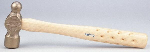 Ampco - 2 Lb Head Bronze Nonsparking Ball Pein Hammer - Hickory Handle - Caliber Tooling