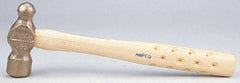 Ampco - 2 Lb Head Bronze Nonsparking Ball Pein Hammer - Hickory Handle - Caliber Tooling