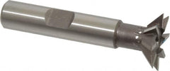 Keo - 3/4" Diam x 3/16" Width of Cut, 45° Included Angle, High Speed Steel Dovetail Cutter - 3/8" Shank Diam, 1-9/16" Shank Length, 2-1/8" Overall Length, Weldon Flat, Uncoated - Caliber Tooling