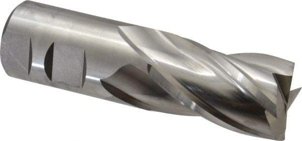 Niagara Cutter - 1-1/4", 2" LOC, 1-1/4" Shank Diam, 4-1/2" OAL, 4 Flute, Cobalt Square End Mill - Single End, Uncoated, Spiral Flute, 30° Helix, Centercutting, Right Hand Cut, Right Hand Flute, Series SPC408 - Caliber Tooling