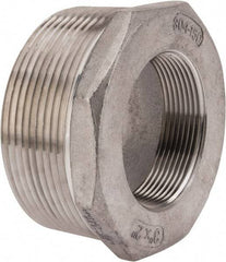 Merit Brass - 3 x 2" Grade 304 Stainless Steel Pipe Hex Bushing - MNPT x FNPT End Connections, 150 psi - Caliber Tooling