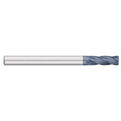 Corner Radius End Mill: 1/4″ Dia, 1-1/2″ LOC, 0.02″ Radius, 4 Flutes, Solid Carbide 4″ OAL, 1/4″ Shank Dia, 30 ° Helix, AlTiN Coated, Corner Radius End, Centercutting