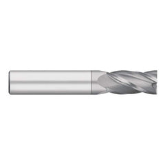 Square End Mill: 1/16'' Dia, 1/4'' LOC, 1/8'' Shank Dia, 1-1/2'' OAL, 4 Flutes, Solid Carbide Single End, TiCN Finish, Upcut Flute, 30 ° Helix, Centercutting, RH Cut, RH Flute