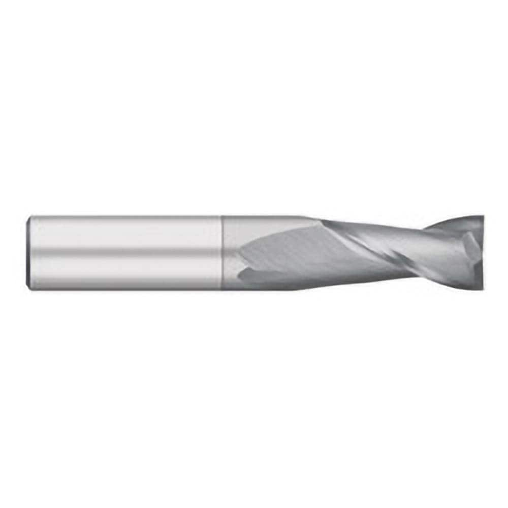 Square End Mill: 0.0938'' Dia, 3/8'' LOC, 1/8'' Shank Dia, 1-1/2'' OAL, 2 Flutes, Solid Carbide Single End, TiCN Finish, Upcut Flute, 30 ° Helix, Centercutting, RH Cut, RH Flute