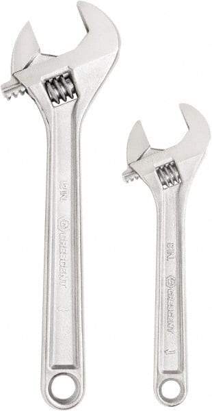 Crescent - 2 Piece, 8" to 12", Adjustable Wrench Set - Inch Measurement Standard, Chrome Finish - Caliber Tooling