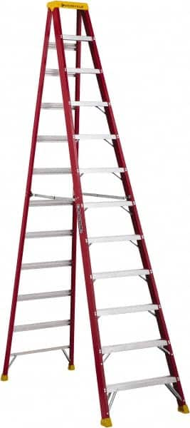 Louisville - 11 Steps, 12' High, Type IA Rating, Fiberglass Step Ladder - Caliber Tooling