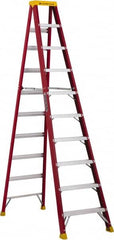 Louisville - 9 Steps, 10' High, Type IA Rating, Fiberglass Step Ladder - 300 Lb Capacity, 27-13/16" Base Width - Caliber Tooling