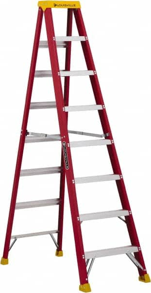 Louisville - 7 Steps, 8' High, Type IA Rating, Fiberglass Step Ladder - Caliber Tooling