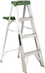 Louisville - 3 Steps, 4' High, Type II Rating, Aluminum Step Ladder - Caliber Tooling