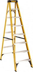 DeWALT - 7 Steps, 8' High, Type I Rating, Fiberglass Step Ladder - Caliber Tooling