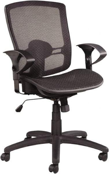 ALERA - 39-3/8" High Mid Back Chair - 25" Wide x 26-1/4" Deep, Mesh Seat, Black - Caliber Tooling