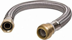 SharkBite - 3/4" Push to Connect Inlet, 3/4" FIP Outlet, Braided Stainless Steel Flexible Connector - Stainless Steel, Use with Water Air Connectors - Caliber Tooling