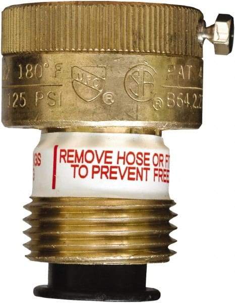 CASH ACME - 3/4" Pipe, 125 Max psi, 2 Color Warning Insulated Brass, Normally Closed Design Vacuum Breaker Valve - Buna-N Seal, Stainless Steel Spring, FNPTF x MNPTF End Connections - Caliber Tooling