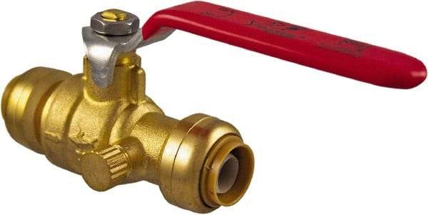 SharkBite - 1 x 1" Pipe, Standard Port, Brass Standard Ball Valve - Inline - Two Way Flow, Push-to-Connect x Push-to-Connect Ends, Steel Handle, 200 WOG - Caliber Tooling