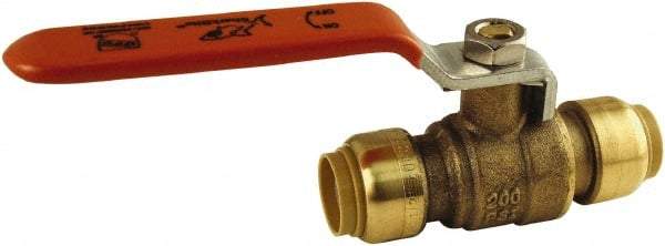 SharkBite - 1 x 1" Pipe, Standard Port, Brass Standard Ball Valve - Inline - Two Way Flow, Push-to-Connect x Push-to-Connect Ends, Steel Handle, 200 WOG - Caliber Tooling