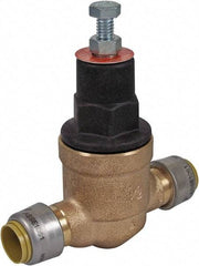 SharkBite - 1/2" Pipe, Push Fit End Connection, Bronze Body Pressure Regulating Valve - EPDM Seal, 200 psi Inlet Pressure, 10 to 70 psi Working Pressure - Caliber Tooling