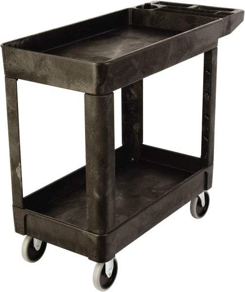 Rubbermaid - 500 Lb Capacity, 18" Wide x 39" Long x 33-1/4" High Standard Utility Cart - 2 Shelf, Plastic, TPR Casters - Caliber Tooling