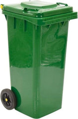 Vestil - 32 Gal Green Square Trash Can - Polyethylene, None Graphic, 38" High x 21-13/16" Long x 18-3/4" Wide, Lid Included - Caliber Tooling