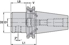 Kennametal - DV40 Taper, 0.2362" Inside Hole Diam, 1.9685" Projection, Whistle Notch Adapter - Through Coolant - Exact Industrial Supply