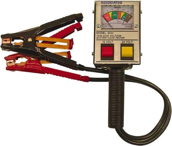 Associated Equipment - 12/24 Volt Battery Load Tester - 0 to 1,000 CCA Range, 2' Cable - Caliber Tooling