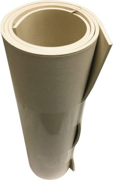 Value Collection - 3/16" Thick x 36" Wide x 10' Long White Buna-N Rubber Roll - Stock Length, Adhesive Back, 1,000 psi Tensile Strength, -30°F to 220°F - Caliber Tooling