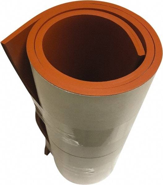 Value Collection - 1/8" Thick x 36" Wide x 10' Long Red Silicone Rubber Roll - Stock Length, Adhesive Back, 500 psi Tensile Strength, -60°F to 400°F - Caliber Tooling