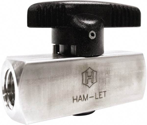 Ham-Let - 1/8" Pipe, 3,000 psi WOG Rating, 316/316L Stainless Steel, Inline, One Way Instrumentation Plug Valve - Wedge Handle, FNPT x FNPT End Connections, Reinforced PTFE Seal - Caliber Tooling